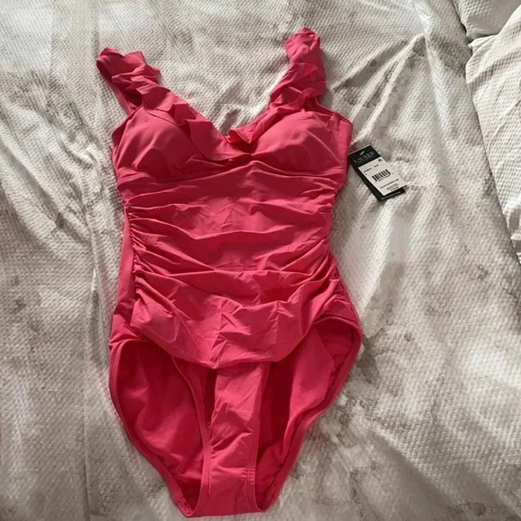 Ralph Lauren Ruffled Over the Shoulder One Piece - Picture 4 of 9